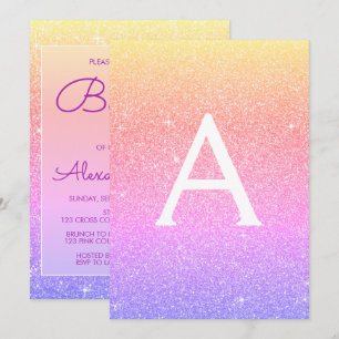 Paarse Roze Sparkle Glitter Doopuitnodiging Kaart