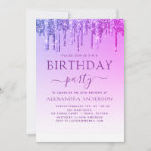 Paarse Roze Sparkle Glitter Elke Leeftijd Verjaard Kaart (Voorkant)