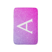 Paarse Roze Sparkle Glitter Monogram Naam Badmat (Voorkant Verticaal)