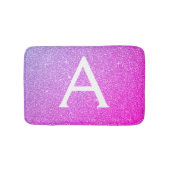 Paarse Roze Sparkle Glitter Monogram Naam Badmat (Voorkant)