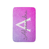 Paarse Roze Sparkle Glitter Monogram Naam Badmat (Voorkant Verticaal)