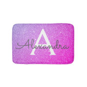 Paarse Roze Sparkle Glitter Monogram Naam Badmat (Voorkant)