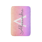 Paarse Roze Sparkle Glitter Monogram Naam Badmat (Voorkant Verticaal)