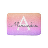 Paarse Roze Sparkle Glitter Monogram Naam Badmat (Voorkant)