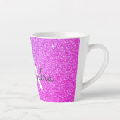 Paarse Roze Sparkle Glitter Monogram Naam Initiaal Latte Mok (Rechts)