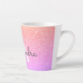 Paarse Roze Sparkle Glitter Monogram Naam Initiaal Latte Mok (Rechts)