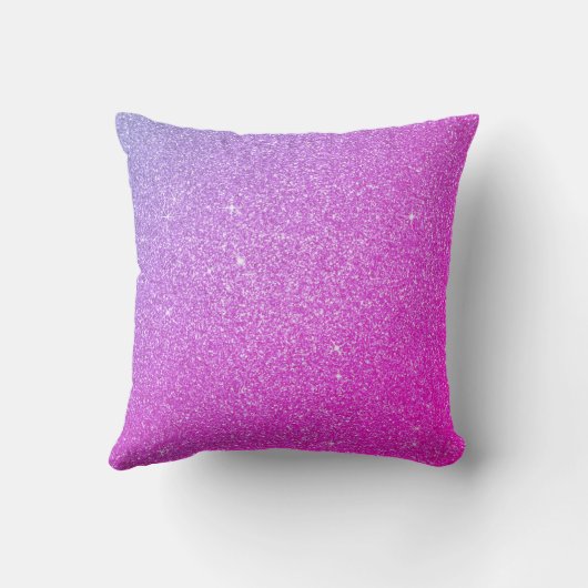 Paarse Roze Sparkle Glitter Monogram Naam Kussen (Achterkant)