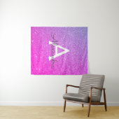 Paarse Roze Sparkle Glitter Monogram Tapestry Wandkleed (In Situ (horizontaal))