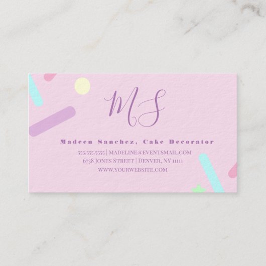 Paarse roze springen Mix Cake Decorator Homemade Visitekaartje (Achterkant)