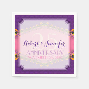 Paarse roze sproeiers Fractal Lace Paper Napkins Servet