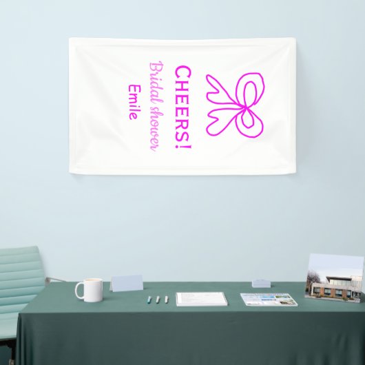 Paarse roze strik bruidsfeest met naam spandoek (Beurs)