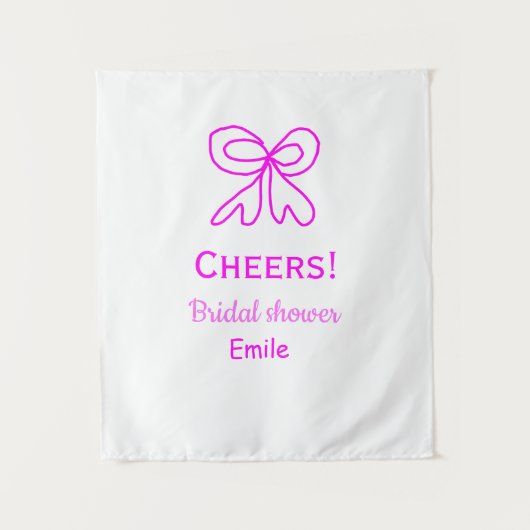 Paarse roze strik bruidsfeest naam toevoegen  wandkleed (Voorkant)