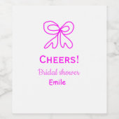 Paarse roze strik bruidsfeest naam toevoegen wijn etiket (Enkel label)