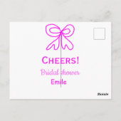 Paarse roze strik bruidsfeest voeg naam toe  briefkaart (Achterkant)