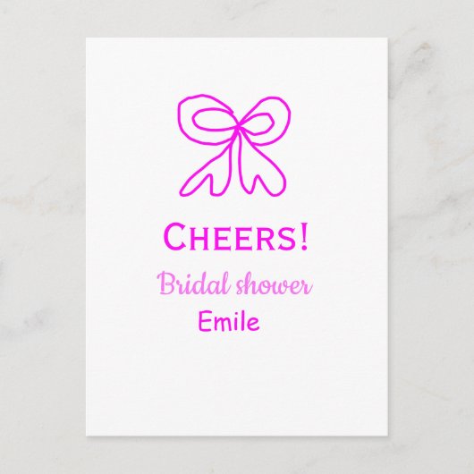 Paarse roze strik bruidsfeest voeg naam toe  briefkaart (Voorkant)