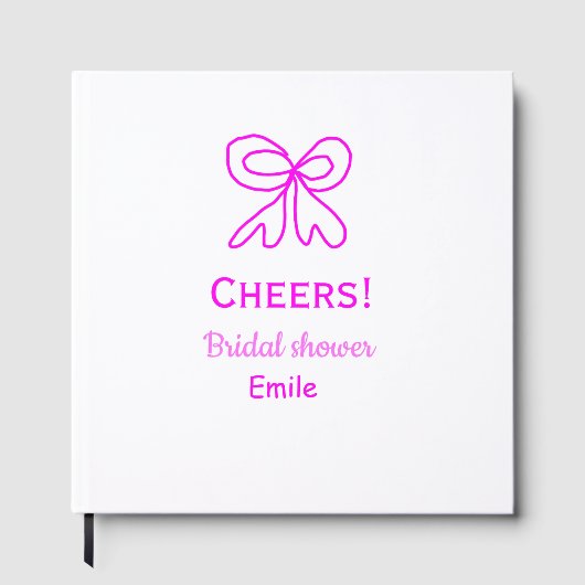 Paarse roze strik bruidsfeest voeg naam toe  gastenboek (Voorkant)