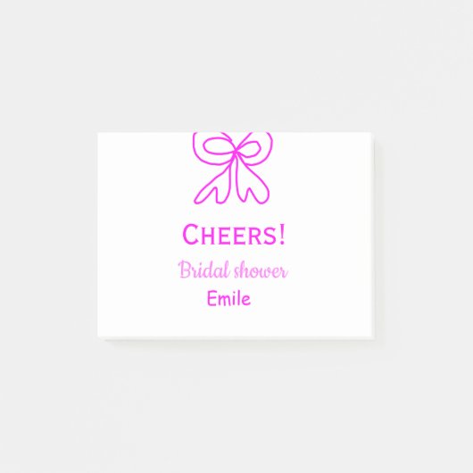Paarse roze strik bruidsfeest voeg naam toe post-it® notes (Voorkant)