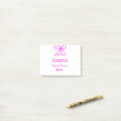 Paarse roze strik bruidsfeest voeg naam toe post-it® notes (Op bureau)