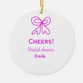 Paarse roze strik bruidsmeisje feestje naam toevoe keramisch ornament