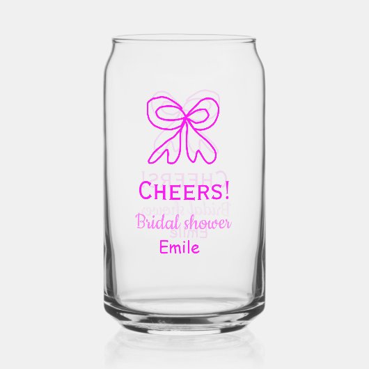 Paarse roze strik bruiloft met naam blikvorm glas (Voorkant)