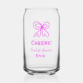 Paarse roze strik bruiloft met naam blikvorm glas (Achterkant)