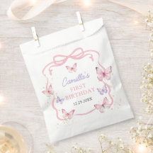 Paarse Roze Strik Vlinder Meisje Verjaardagsfeestj