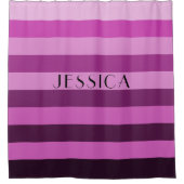Paarse roze striped Patroon Persoonlijke naam Douchegordijn (Voorkant)
