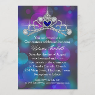 Paarse Roze Teal Blauwe Quinceanera Kaart