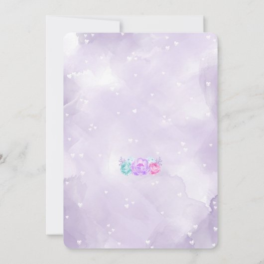 Paarse & Roze Theepartij Verjaardagsuitnodiging Kaart (Achterkant)