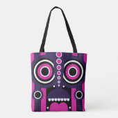 Paarse Roze Tiki Art Tote Bag (Achterkant)