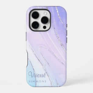 Paarse Roze Tosca Ombre Marmer Aanpasbaar iPhone 16 Pro Hoesje