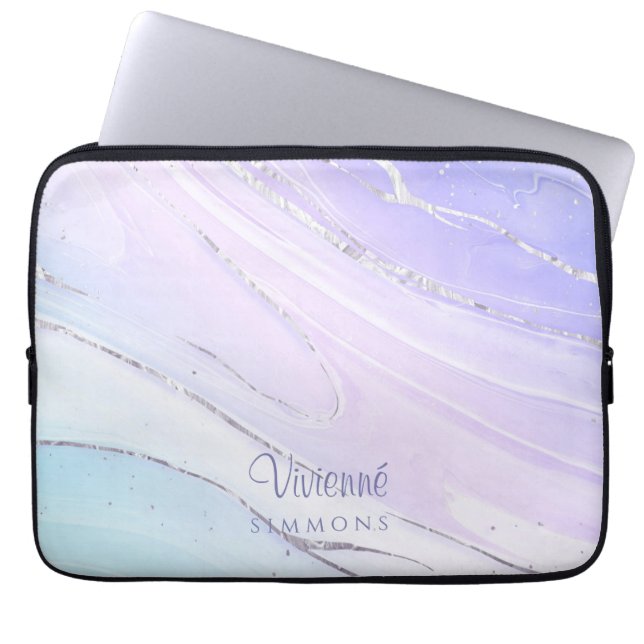 Paarse Roze Tosca Ombre Marmer  Laptop Sleeve (Voorkant)