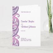Paarse & Roze Traditionele Indiase Paisley Bruilof Programma (Voorkant)