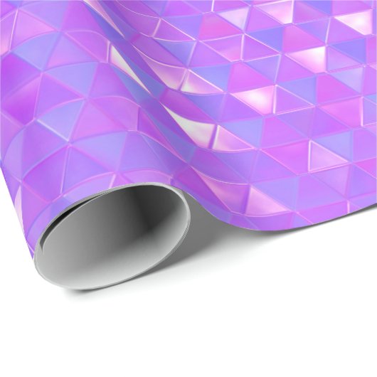 Paarse Roze Trendy Driehoeken Geometrisch Feest Cadeaupapier (Rol Hoek)