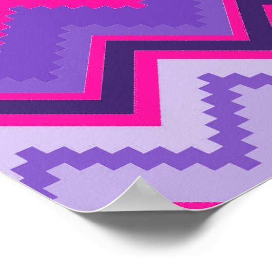Paarse roze tribale Chevron Paars Girly Gifts Poster (Hoek)