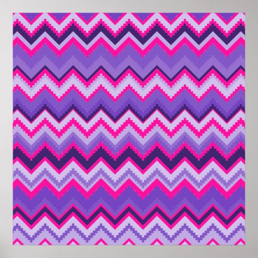 Paarse roze tribale Chevron Paars Girly Gifts Poster (Voorkant)