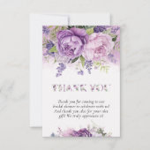 Paarse & Roze Tuin Bloemen Bruidsdouche Bedankkaart (Voorkant)