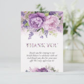 Paarse & Roze Tuin Bloemen Bruidsdouche Bedankkaart (Staand voorkant)