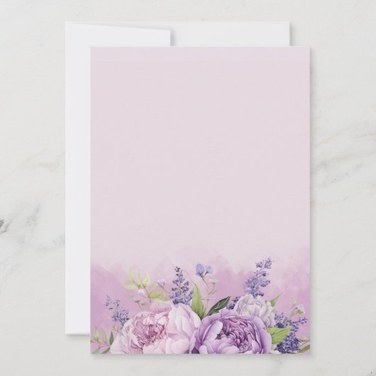 Paarse & Roze Tuin Bloemen Meisje 7e Verjaardag Kaart (Achterkant)