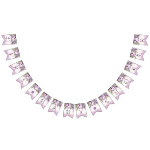 Paarse & Roze Tuin Bloemen Meisje Baby shower Vlaggetjes