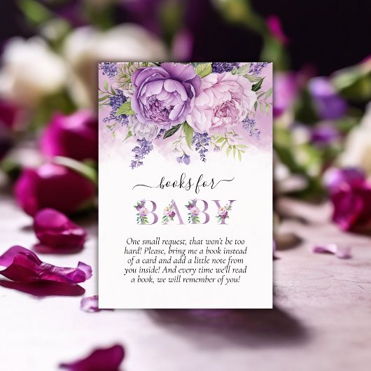 Paarse & Roze Tuin Bloemen Meisje Boeken voor Baby Informatiekaartje