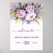 Paarse & Roze Tuin Bloemen Vrijgezellenfeest Meisj Poster (Voorkant)