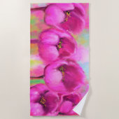 Paarse Roze Tulp Strandhanddoek Strandlaken (Voorkant)