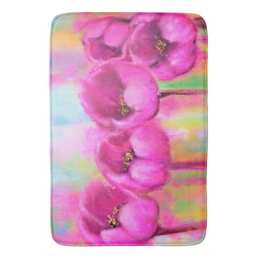 Paarse Roze Tulpen Badmat (Voorkant Verticaal)