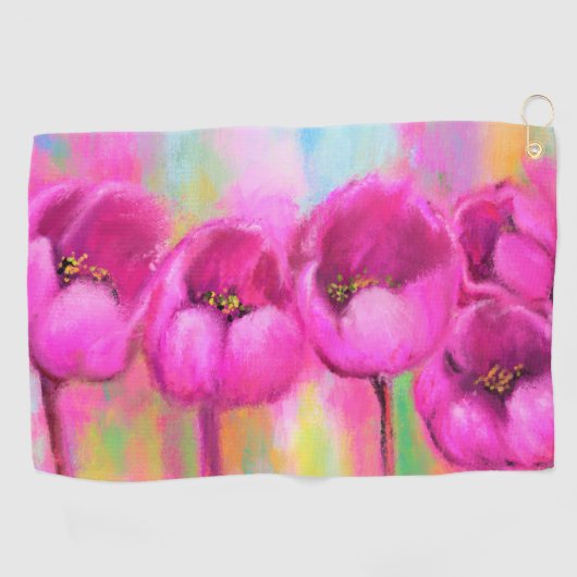 Paarse Roze Tulpen Golfhanddoek (Horizontaal)