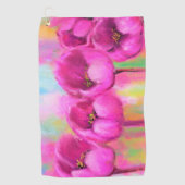 Paarse Roze Tulpen Golfhanddoek (Voorkant)