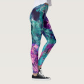 Paarse roze Turquoise Blue Inky Splatter Mode Leggings (Rechts)