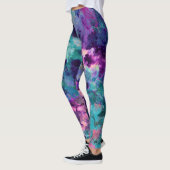 Paarse roze Turquoise Blue Inky Splatter Mode Leggings (Links)