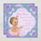 Paarse Roze Tutu Meisje Baby shower Kaart (Voorkant / Achterkant)