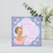Paarse Roze Tutu Meisje Baby shower Kaart (Staand voorkant)